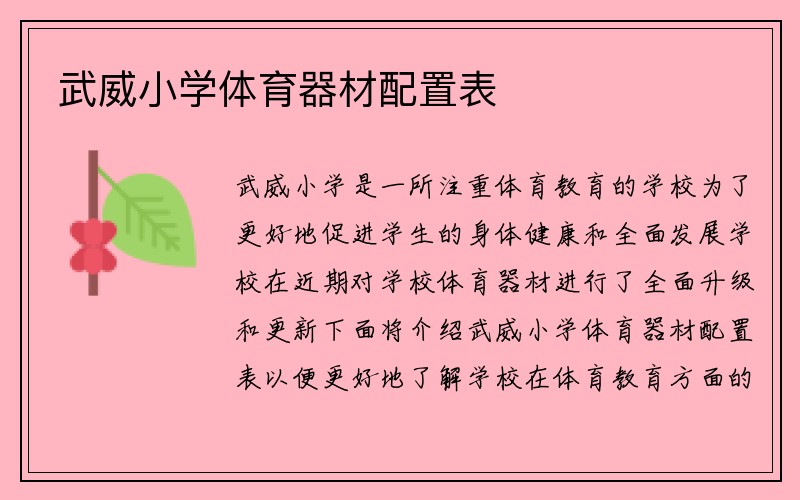 武威小学体育器材配置表