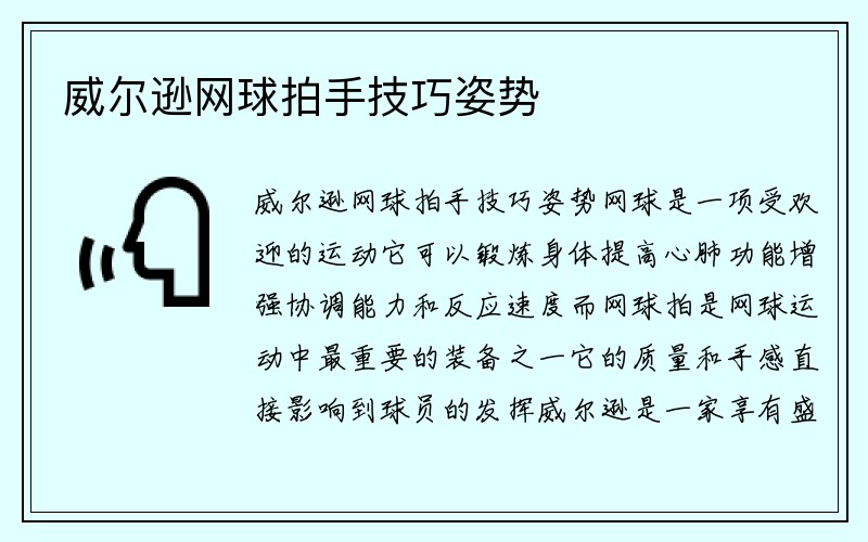 威尔逊网球拍手技巧姿势